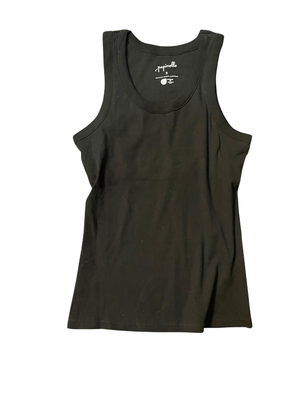 Nwt- Papinelle Women's Black Ribbed Tank Top - Sleeveless Knit — image 3 of 5